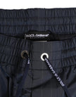 Navy Blue Polyester Nylon Pinstripe Men's Swimwear
