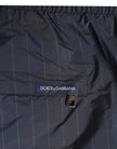 Navy Blue Polyester Nylon Pinstripe Men's Swimwear