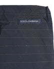 Navy Blue Polyester Nylon Pinstripe Men's Swimwear
