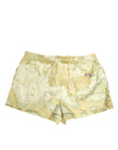 Yellow World Map Polyester Elastic Waistband Swimwear