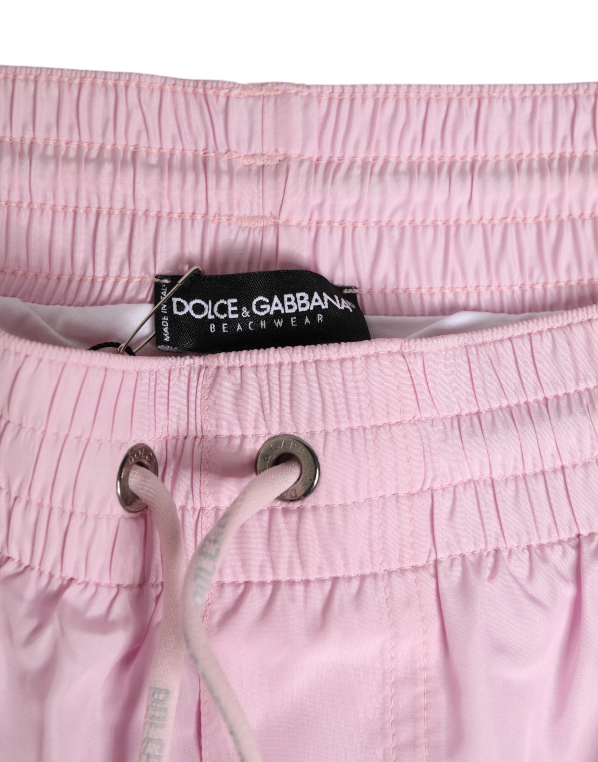 Pink Nylon Logo Side Stripe Beachwear Men Swimwear