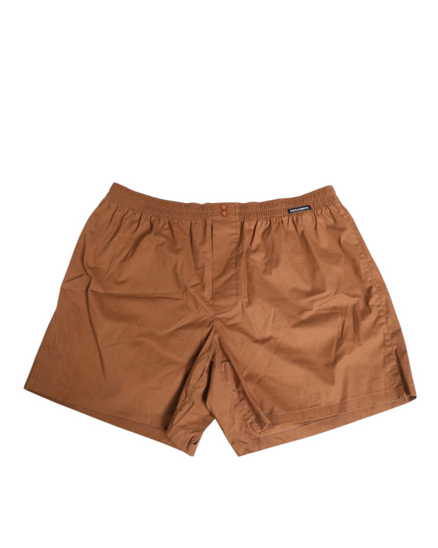 Brown Cotton Boxer Waistband Short Swimwear