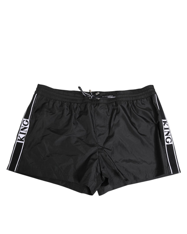 Black Nylon KING Sideband Men Boxer Shorts Swimwear