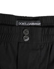Black Cotton Elastic Waistband Button Swimwear