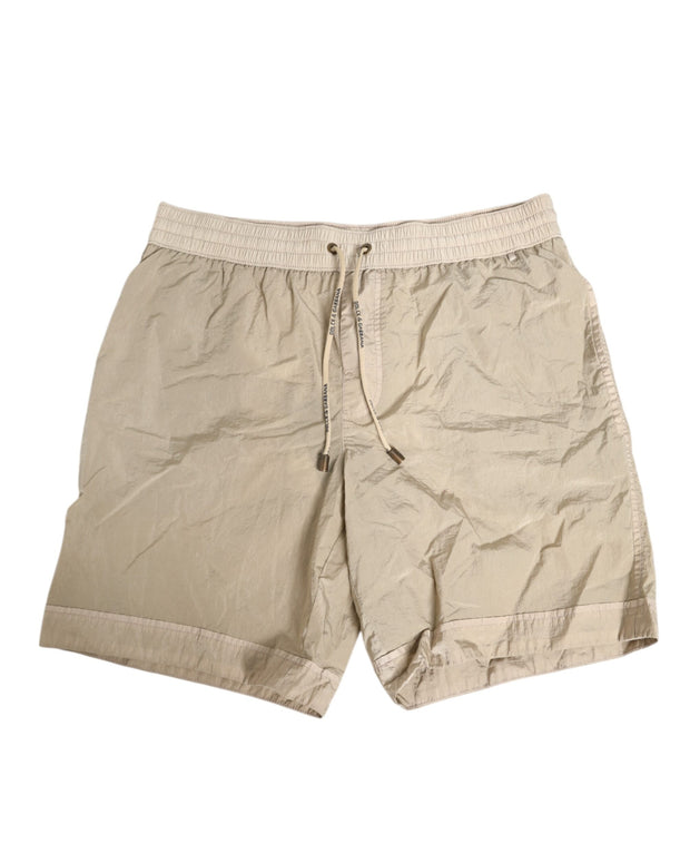 Beige Nylon Beachwear Men Boxer Short Swimwear