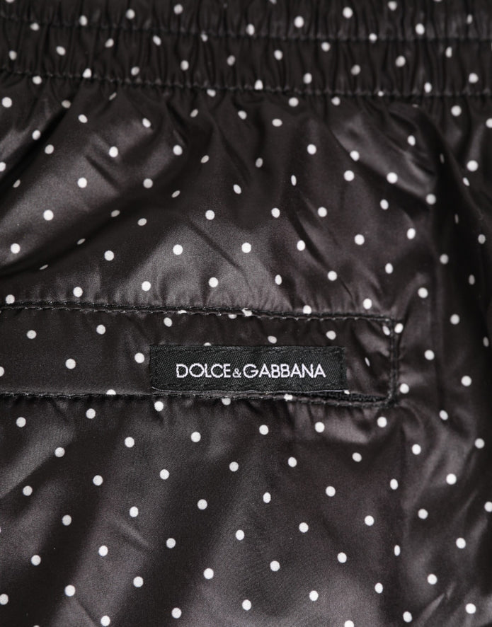 Black Polka Dot Polyester Men Shorts Swimwear