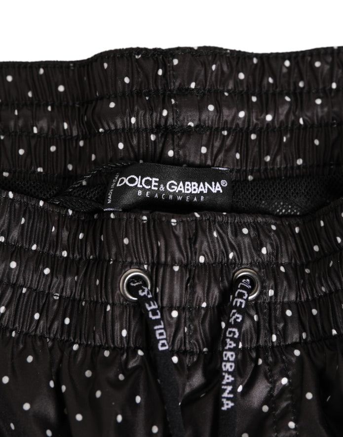 Black Polka Dot Polyester Men Shorts Swimwear