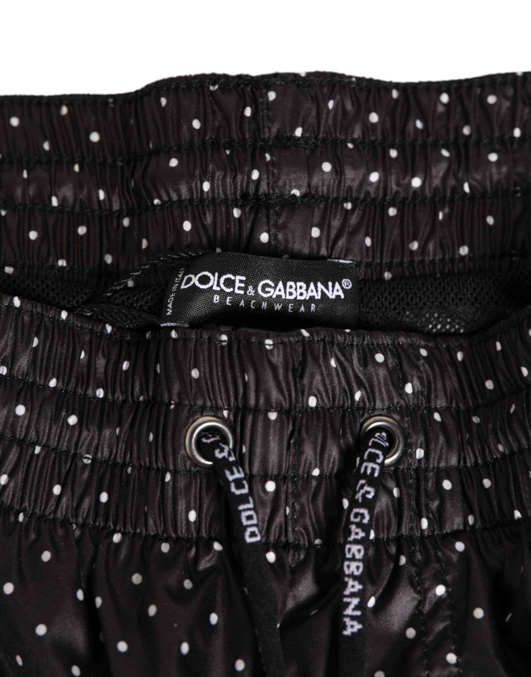 Black Polka Dot Polyester Men Shorts Swimwear