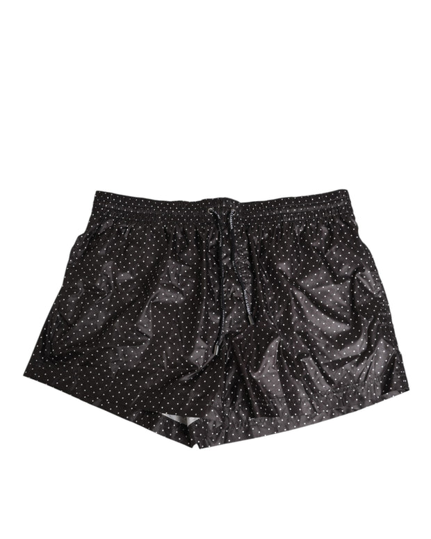 Black Polka Dot Polyester Men Shorts Swimwear