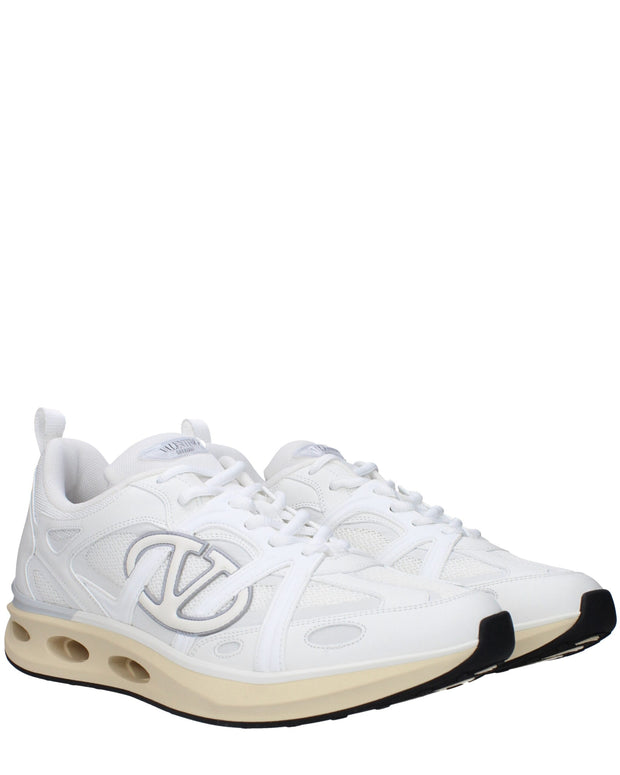 White Fabric Athletic Sneakers