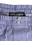 Blue White Cotton Striped Button Fly Shorts Swimwear