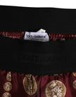 Burgundy Silk Coin Print Men Boxer Short Swimwear