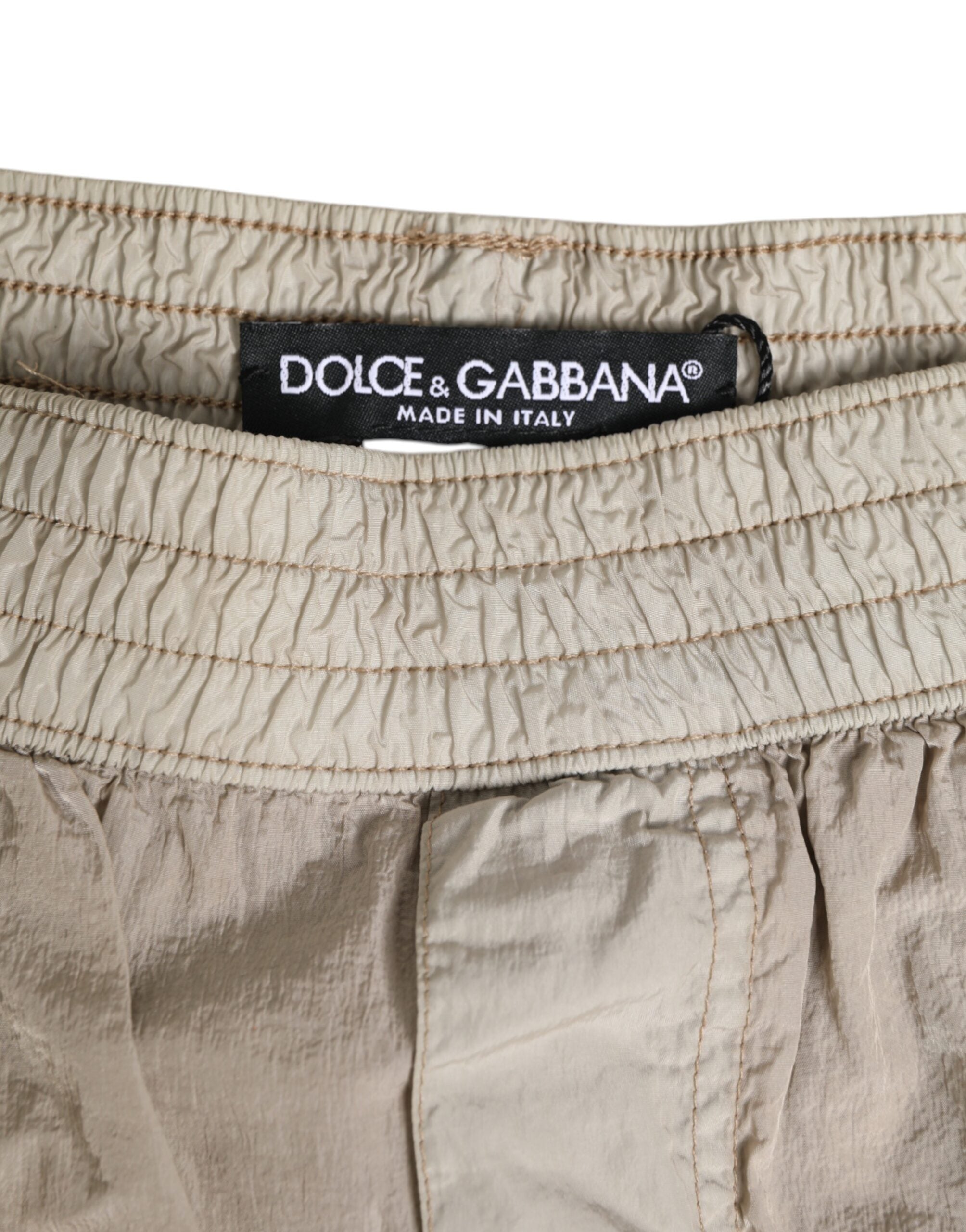 Beige Nylon Beachwear Men Boxer Short Swimwear