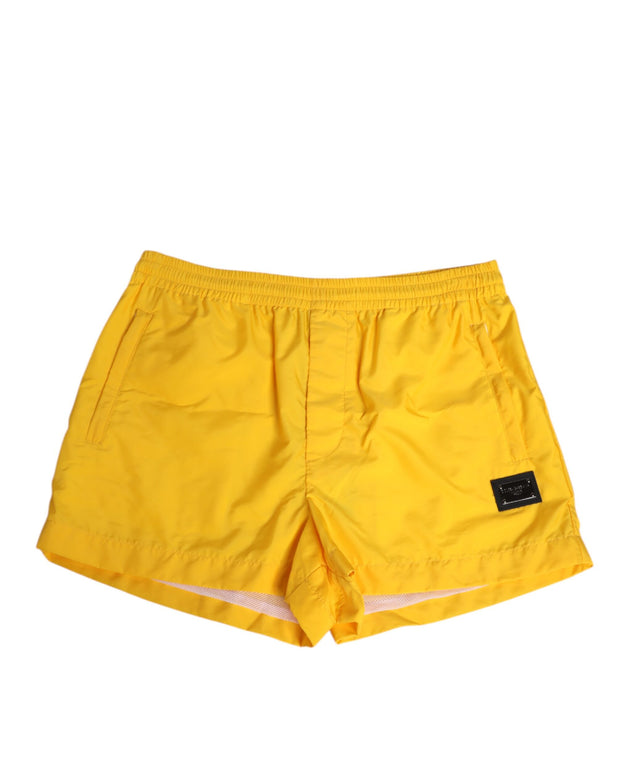 Yellow Nylon Logo Plaque Boxer Shorts Swimwear