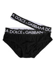 Black Cotton Elastic Logo Waistband Swimwear