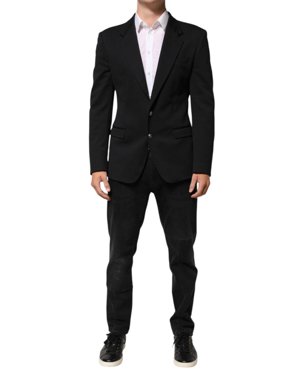 Dark Blue Cotton Men Jacket Coat Blazer Suit
