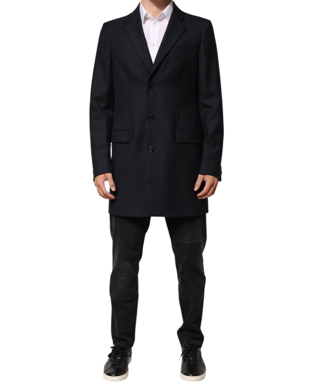 Dark Blue Wool Men Jacket Coat Blazer Suit