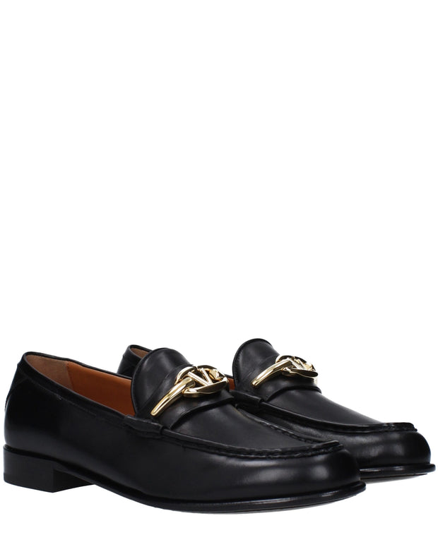Black Leather Slip-On Loafers