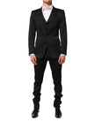 Black 3 Piece Brocade Jacquard Suit MARTINI