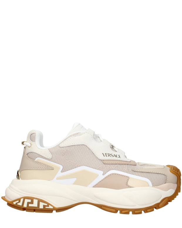 Beige Fabric Chunky Sneakers