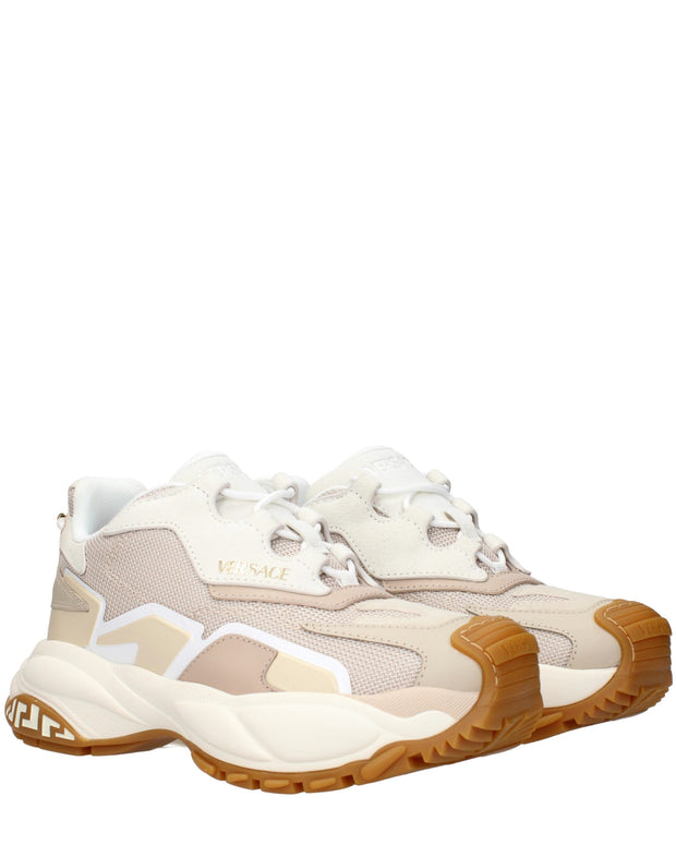 Beige Fabric Chunky Sneakers