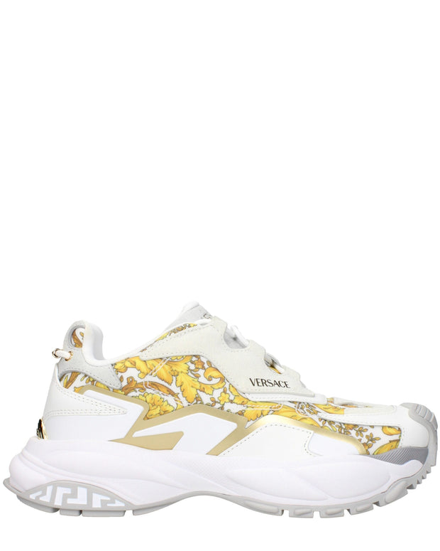 Gold Fabric Low Top Sneakers