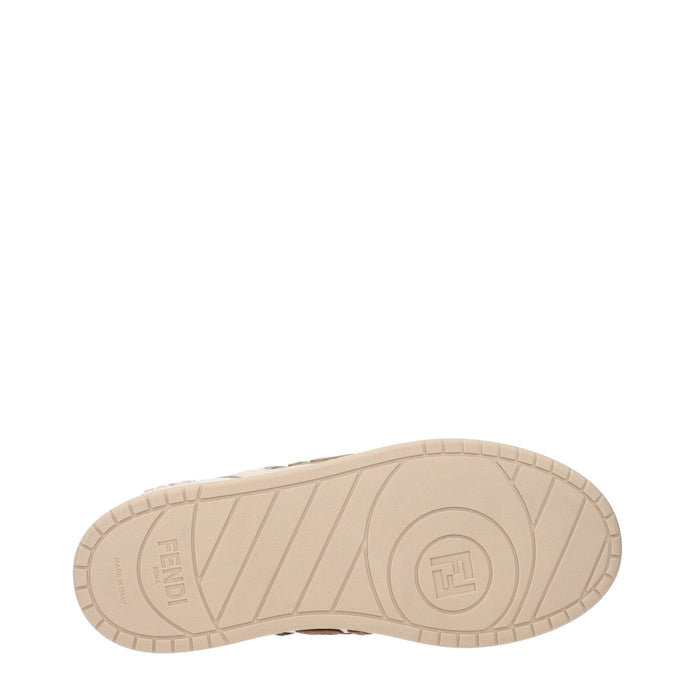 Beige Leather Low Top Sneakers