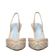 Beige Leather Stiletto Heel Sandals