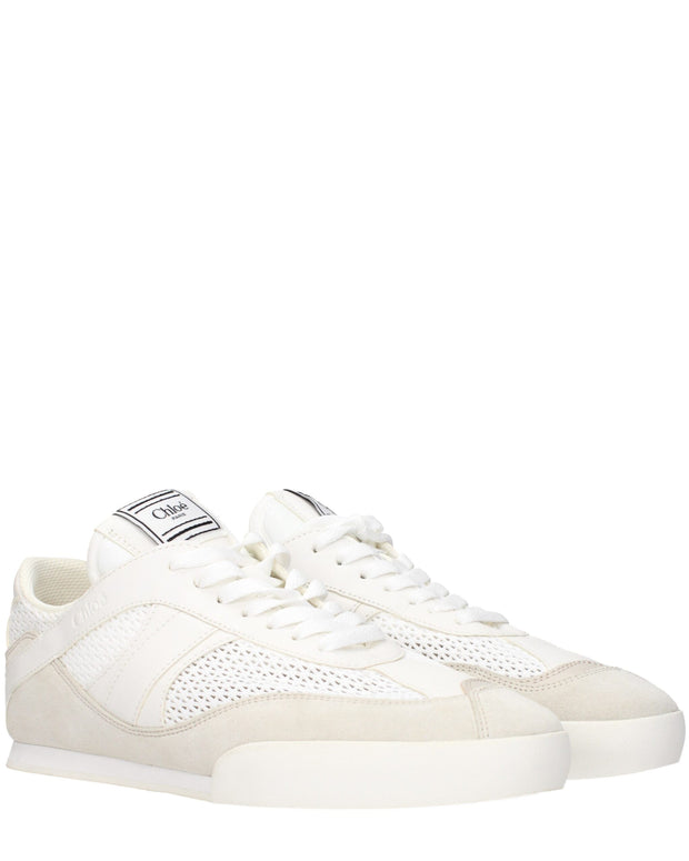 White Fabric Low Tops