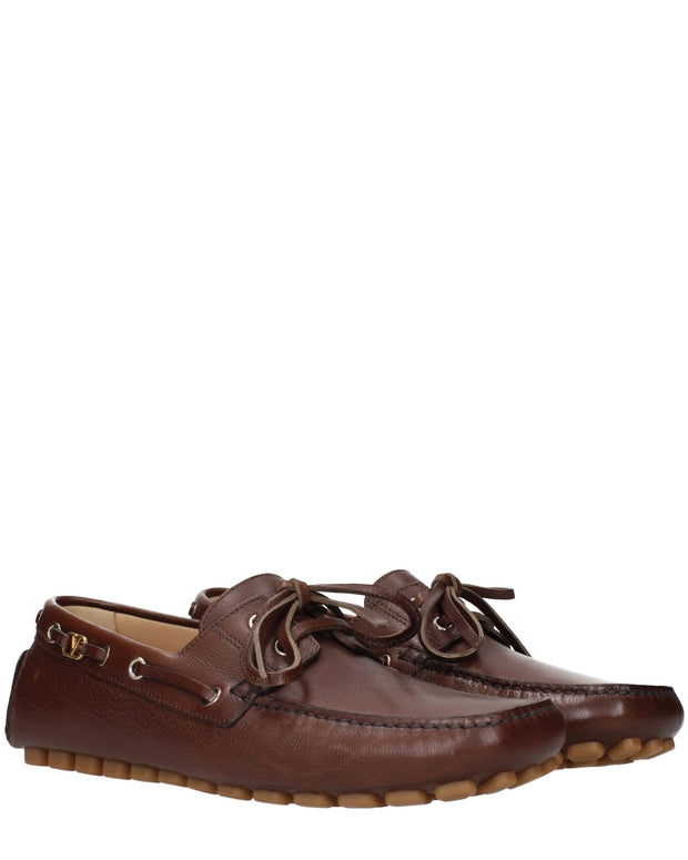Brown Leather Slip-On Loafers