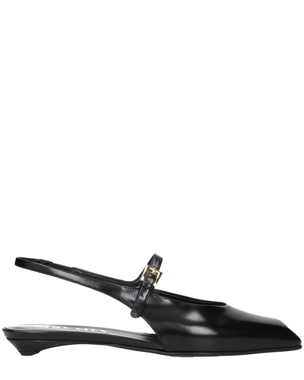 Black Leather Flat Sandals