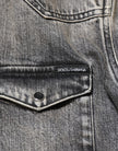 Black Washed Cotton Snap Long Sleeve Casual Shirt