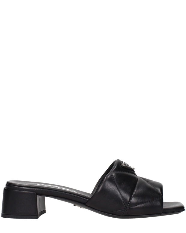 Black Leather Flat Sandals