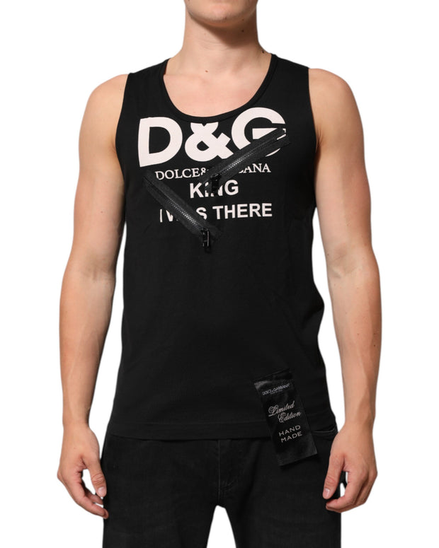 Black Cotton Sleeveless Tank Top DG Logo Men T-shirt