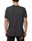 Grey Cotton V-Neck Logo Plaque Melange T-Shirt