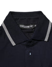 Navy Blue Cotton Crown Crest Logo Men T-Shirt