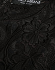 Black Silk Lace Trim Long Sleeves Blouse Top