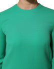 Green Viscose Acetate Mini Long Sleeve Dress