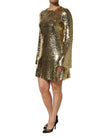 Gold Sequin Long Sleeve Mini Dress