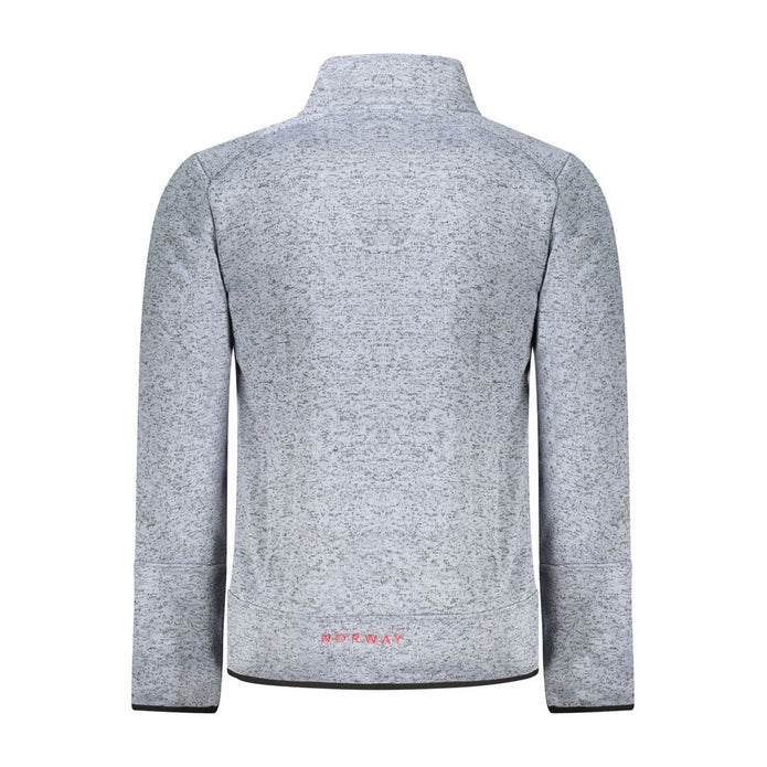 Blue Polyester Men Sweater With Pockets and Zipper Detail