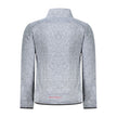 Blue Polyester Men Sweater With Pockets and Zipper Detail