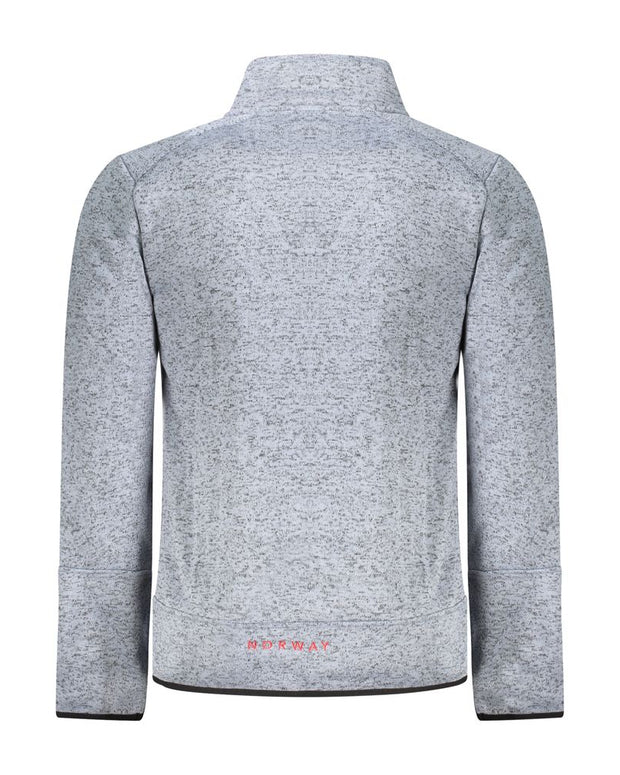 Blue Polyester Men Sweater With Pockets and Zipper Detail