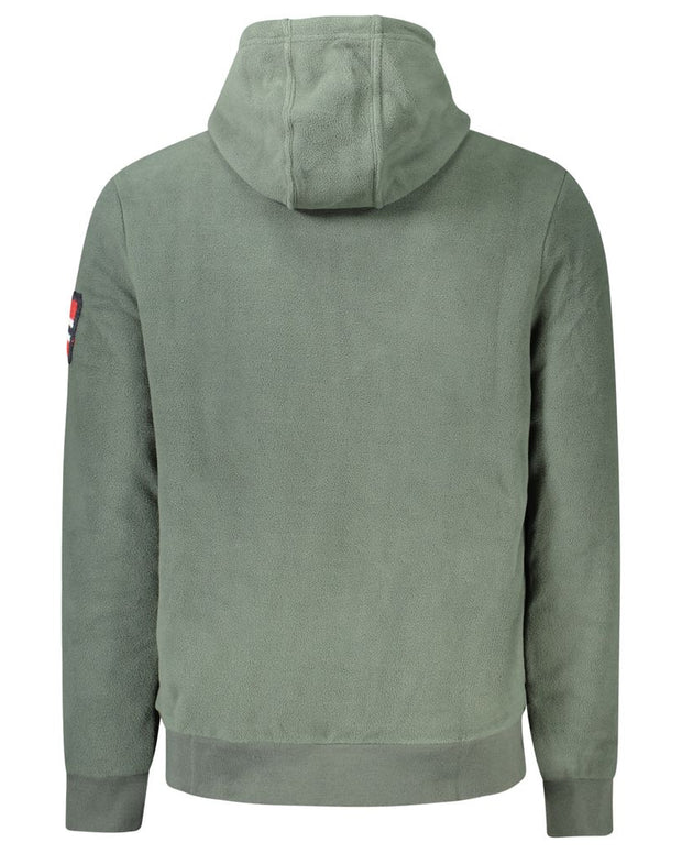 Green Polyester Men's Hooded Sweater