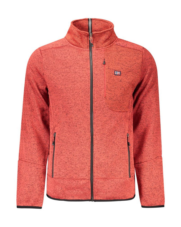 Red Polyester Men Sweater