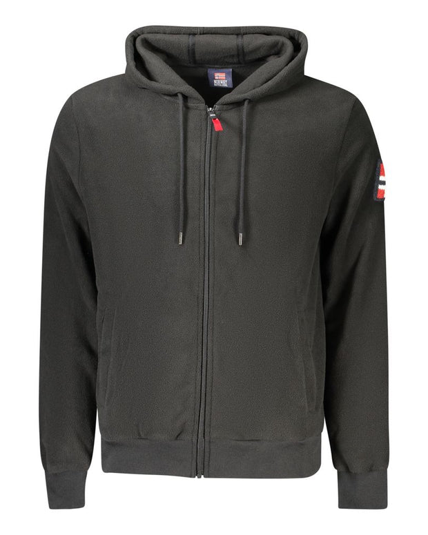 Black Polyester Men Sweatshirt