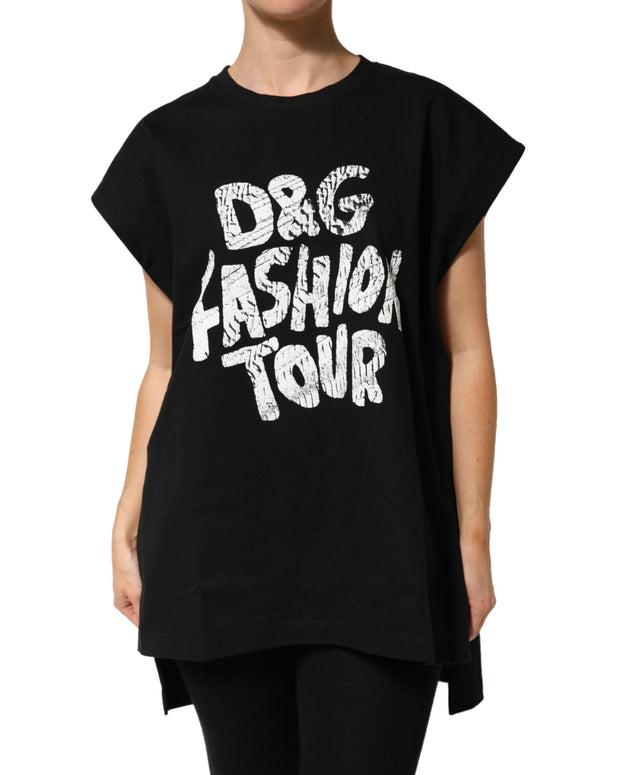 Black Cotton Sleeveless DG Fashion Top