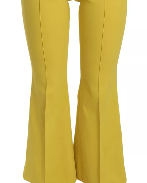 Yellow Flared Bootcut Capri Cotton Pants