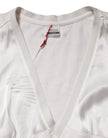 White Silk Blend Lace Trim Sleeveless V-Neck Women’s Top
