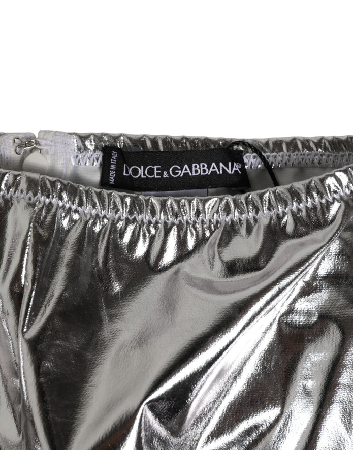 Silver Metallic High Waist Bikini Bottom Women  Underwear