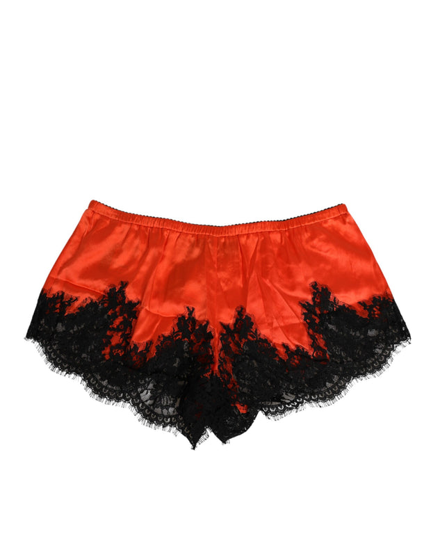 Red Silk Satin Lace Shorts Underwear